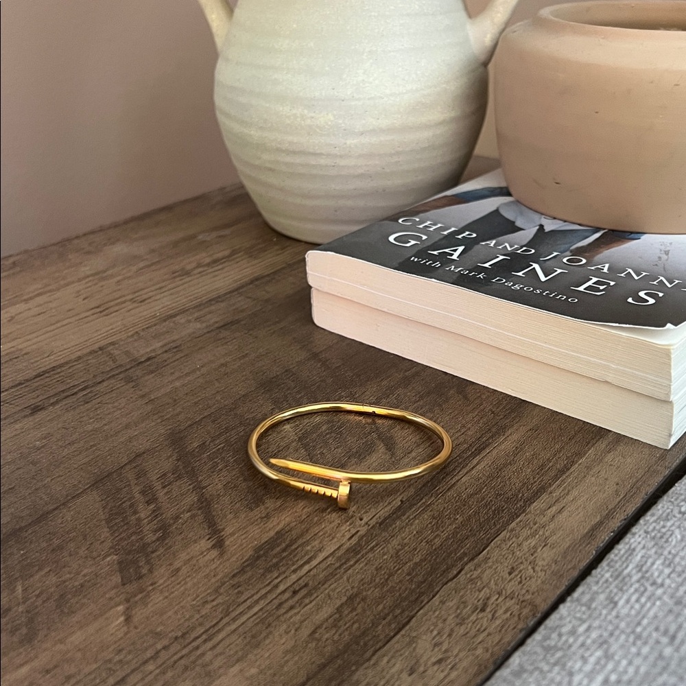 Nail Gold Bangle Bracelet